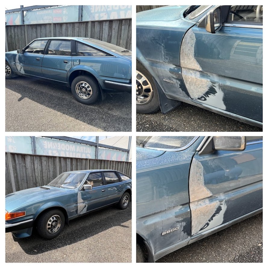 Running job; Rover SD1 2600 met "doorgeslagen deur" schade